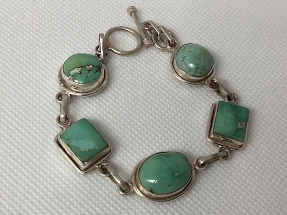 7” Genuine Turquoise Cabachons and 925 Sterling S… - image 1