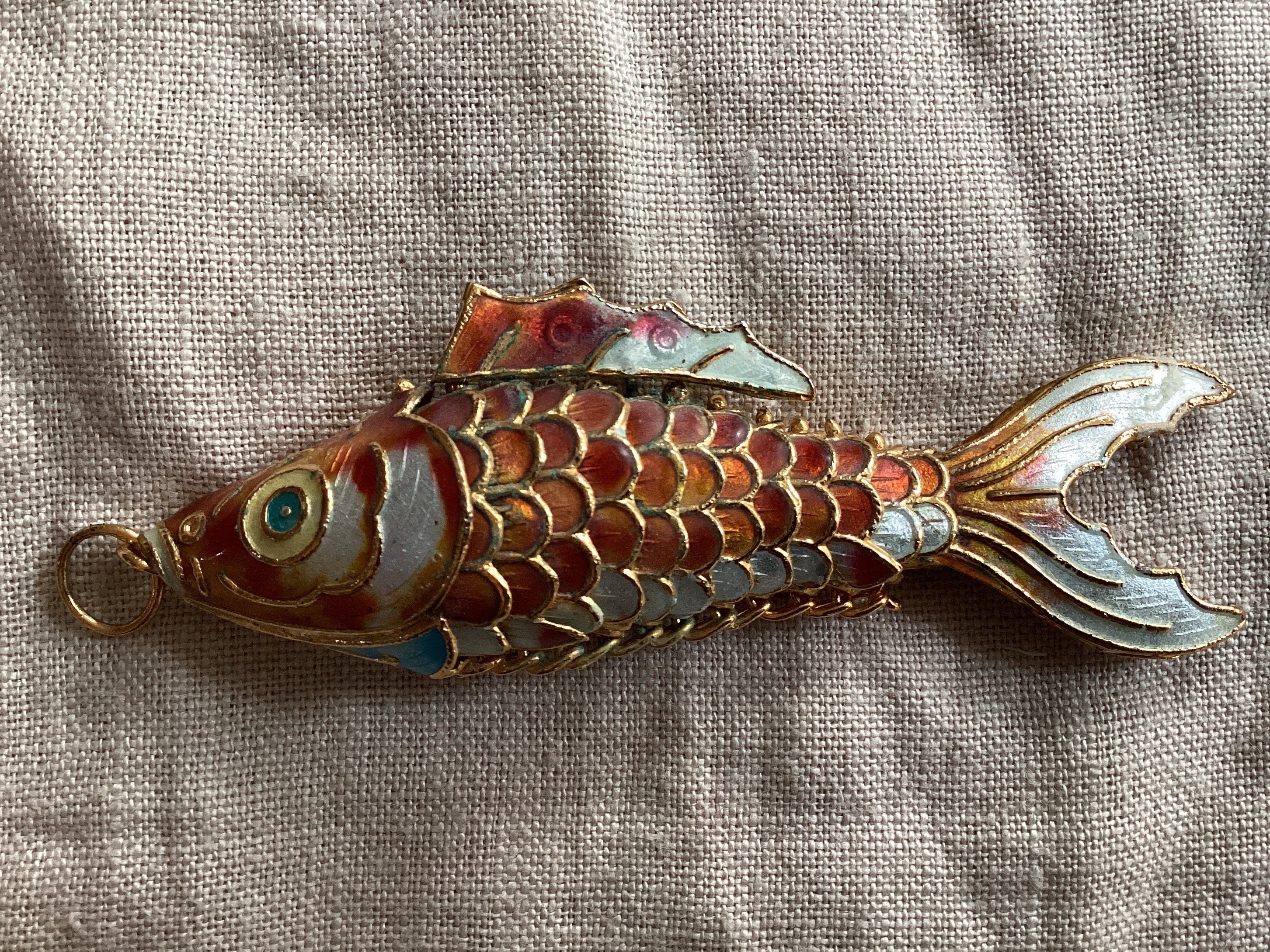 Vintage Articulated Cloisonné Koi Fish Vermeil Pendant 1960s NOS - Etsy