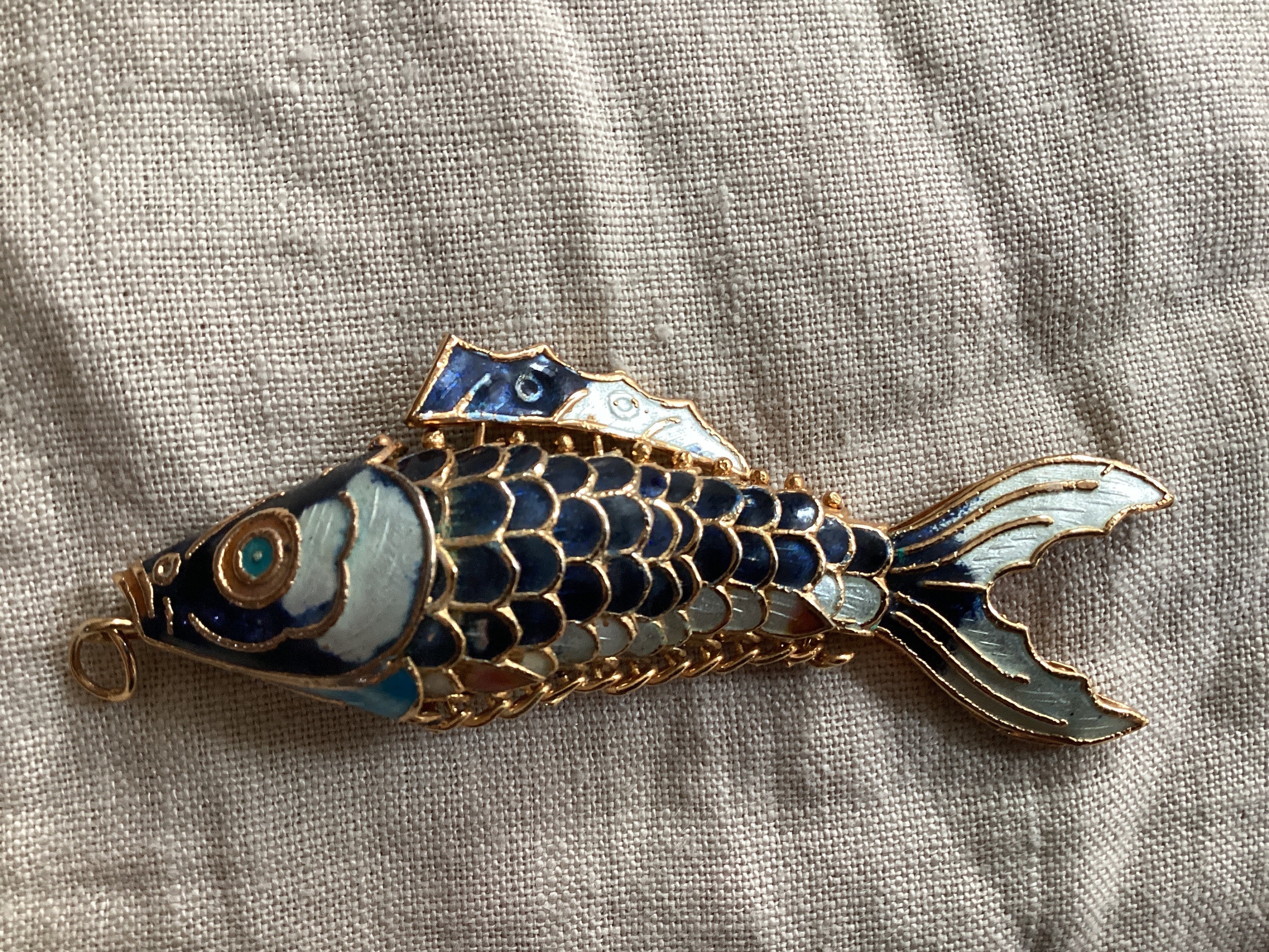 Vintage Articulated Cloisonné Koi Fish Vermeil Pendant 1960s NOS - Etsy