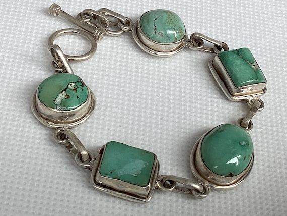 7” Genuine Turquoise Cabachons and 925 Sterling S… - image 2