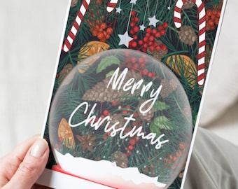 Digital Printable Snow Globe Christmas Card