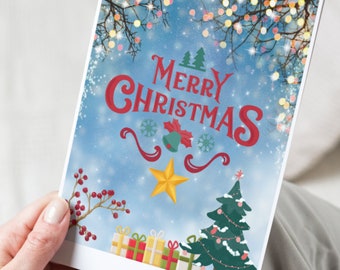 Merry Christmas Card / Christmas Tree Card Digital Download Printable