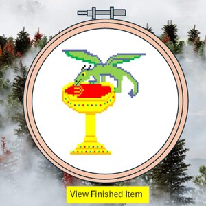 Dragon and Chalice Cross Stitch Pattern: Beginner Fantasy Design (Digital PDF)