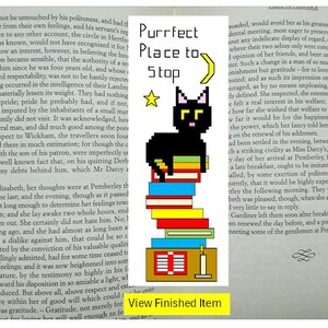 Cat Bookmark Cross Stitch Pattern chart: 'Purrfect Place to Stop' (PDF Download)