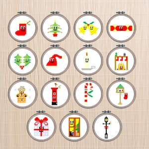 Festive Christmas Cross Stitch Patterns: Smiley Faces (PDF Download)