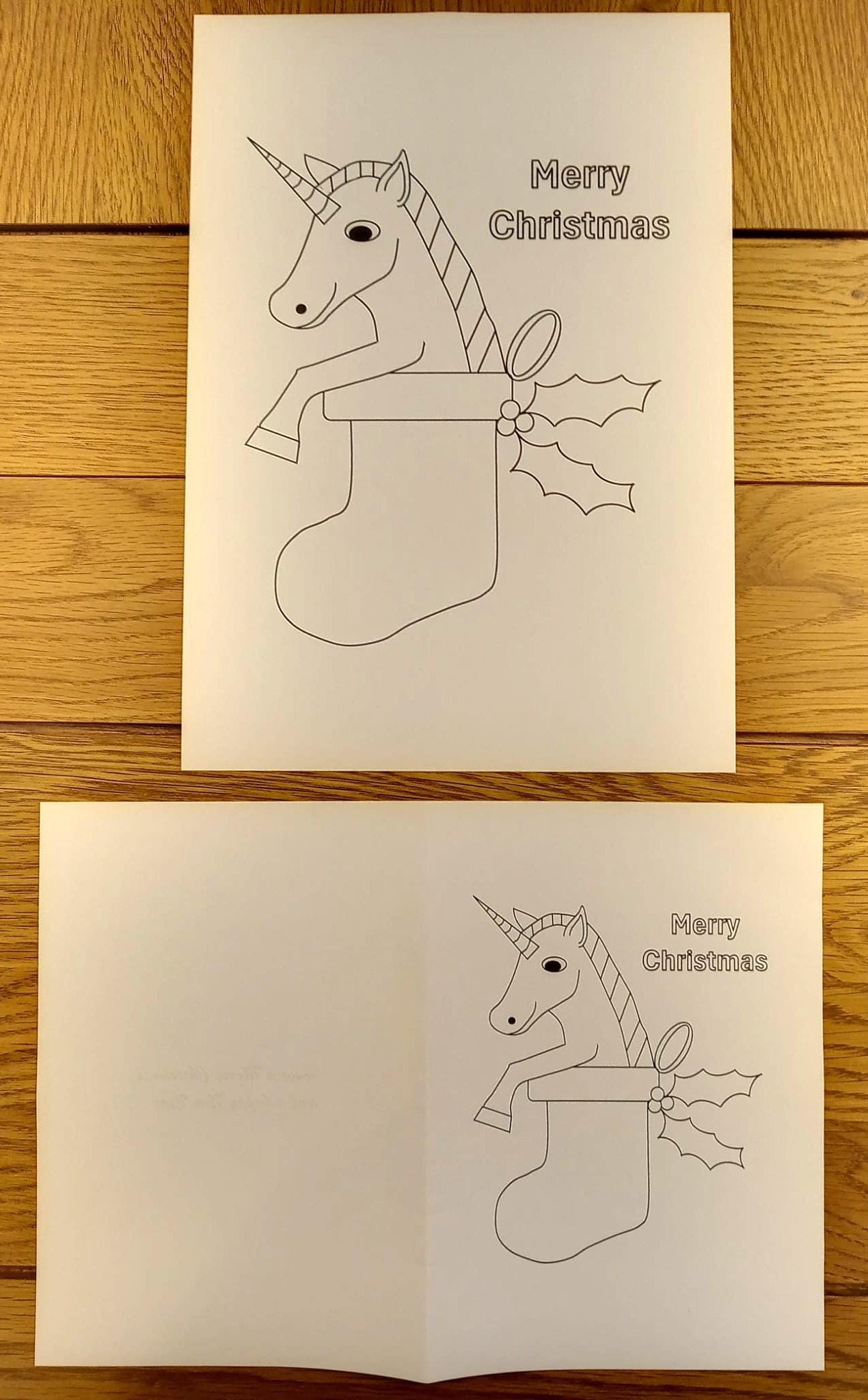 4 Christmas Coloring in Stockings Page Card: Printable PDF (A4/A5 ...