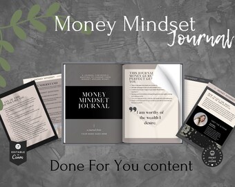 Money Mindset Journal, Prompts For Money Mindset, Done For You Product, Abundance, Canva Template, Manifestation abundance journal