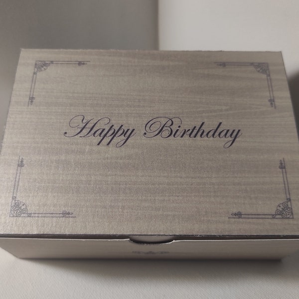 DIY Printable Gentleman's Gray Wood Birthday Present Box