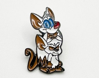 Pinky und das Gehirn Emaille Pin - Lustiges Accessoire für Fans von Animaniacs - Witzige Pinky und Gehirn Duo Anstecknadel - Cartoon inspiriert