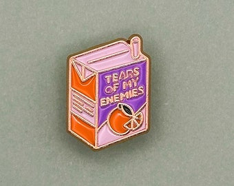 Tears of My Enemies Juice Carton Enamel Pin Badge - Unique Lapel Pin for Enamel Pin Collectors