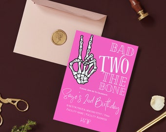 Bad Two The Bone Birthday Invitation