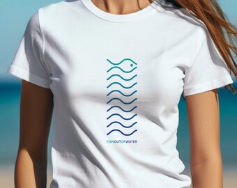 Camiseta gráfica Fish Out of Water, camiseta unisex de color ondulado, regalo para personas inconformistas, ropa de espíritu libre, camiseta con cita inspiradora