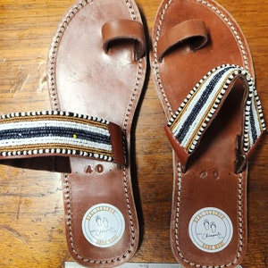 Champali Band Style Echtleder Hand Made in Kenia Sandalen Hausschuhe Flipflops Schuhe starke echte Größen 5 6 7 8 9 10 38 39 40 41 42
