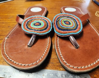Champali  Disc Style Real Leather Hand Made in Kenya Sandals slippers  genuine Sizes 5 6 7 8 9 10  38 39 40 41 42