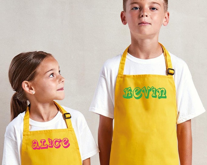 Custom Kids Name Aprons, Personalized Children Aprons with  Name, Cooking Baking Aprons For Kids, Custom Kids Aprons for Little Chef 12