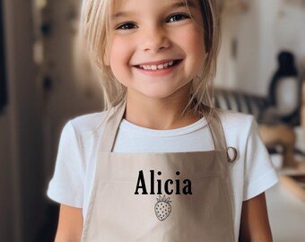 Name Apron, Personalised Children Apron, Cooking Baking Chef Apron For Kids, Custom Kids Apron Gift,Favorite Fruit Apron, Kids Name Apron 19