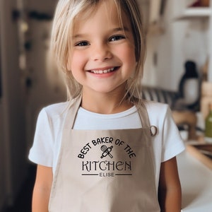 Best Baker Of The Kitchen Aprons, Personalised  Children Apron , Cooking Baking Aprons For Kids, Custom Kids Apron Gift,  Name on Apron 25