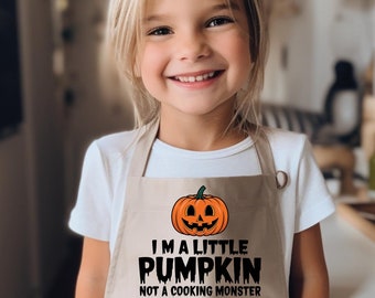 Halloween Apron For Children, I'm A Little Pumpkin Not A Cooking Monster, Cooking Baking Aprons For Children, Pumpkin Apron for Kids 31