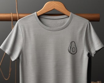 Avocado T-shirt, Fruit Shirt, Cute Avocado Pocket Print, Summer Fruits Tee, Avocado Drawing on Tshirt, Gift For Her/Him, Funny Tshirt (114)