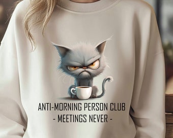 Sweat club anti-matin, chemise matinale amusante, pull sarcastique, chemise anti-social, matins haineux, pull à slogan humour (104)