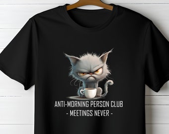 Anti Morning Person Club T-shirt, Funny T Shirt, Sarcastic Tee, Anti Social Tshirt, Hate Mornings, Humor Slogan Tshirt (104)