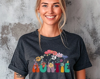 レトロな花柄おばさんTシャツ、おばさん花柄Tシャツ、母の日ギフト、おばさんへのギフト、花柄おばさんTシャツ、おばさんからのお知らせ（102）