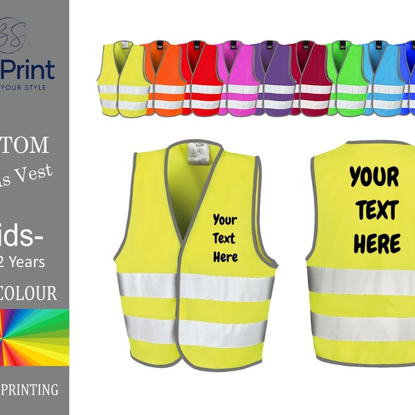 Children Custom Hi Vis Vest, Kids Personalized Hi Vis Vest, Visibility Waistcoat,  Multi Colour Options