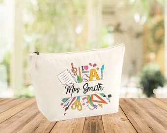 Teacher Gift, Teacher Stuff Bag, Zipped Pencil Case, Personalised Teacher Zip Pouch, Gift For Teacher, Thank You Teacher Gift,Stationary Bag