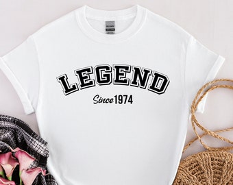 Legend Since 1974 T-Shirt, 50th Birthday Tshirt, Personalised Birthday Tshirt with Any Year, Husband Daddy Grandpa Tee, Father's Day Gift 67