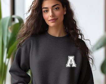 Custom Initial Sweatshirt, Personalized Initial Sweat , Initials Name Letter Shirt , College Sweatshirt, Varsity Letter Name Sweatshirt (80)