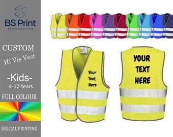 Children Custom Hi Vis Vest, Kids Personalized Hi Vis Vest, Visibility Waistcoat,  Multi Colour Options