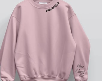 Mama Bluza Dziecięca Imiona Na Rękawie, Personalizowana Bluza Z Imieniami Na Rękawie, Prezent Na Dzień Matki Dla Mamy, Niestandardowa Bluza Mama (75)