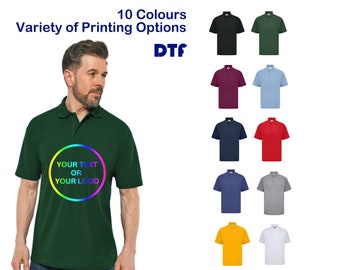 Promotional Printed Polo Shirts, Personalized Polo Shirt, Custom Work Shirts, Workwear, DTF Printed Polo Shirts, Relax Fit