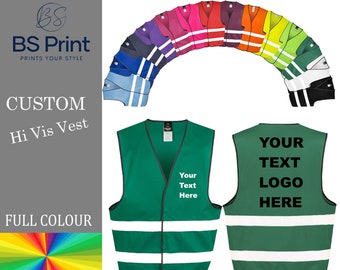 Personalized Hi Vis Vest, Custom Hi Vis Vest, Visibility Waistcoat, Adult Size, Multi Colour Options
