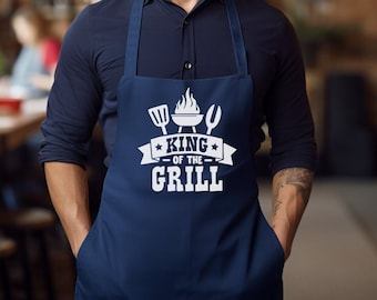 King of The Grill Apron, Men Apron, BBQ Apron, Grill Apron, Cook Apron , Funny Apron For Men, BBQ Humor, BBQ King, Gift For Him/ Dad 6
