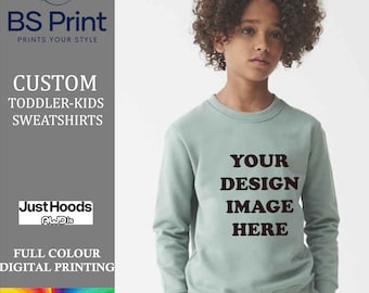 Custom Kids Sweatshirts, Personalised Children Pullovers, Photo & Text Printed Toddler Jumpers, Birthday Christmas Gift, Leavers Sweats