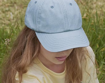 Baseballpet voor kinderen in vintagestijl, gewassen zwaar katoen, pet met 6 panelen en laag profiel, minimalistische esthetische pet voor kinderen/jeugd