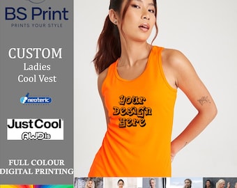 Custom Ladies Polyester Vest, Neoteric™ Moister Wicking Gym Top, Ladies Poly Vest, Sports Shirt,  Sportwear, Personalised Gym Tee, Cool Vest