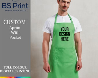 Delantal personalizado con bolsillo, delantal de chef personalizado, delantal unisex personalizado con bolsillo, delantal de cocina, correa ajustable, texto o logotipo
