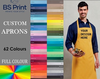 Custom Printed Apron, Personalised Chef Apron, Customised Unisex Apron, Kitchen Apron, Adjustable Strap, Text or Logo, Workwear