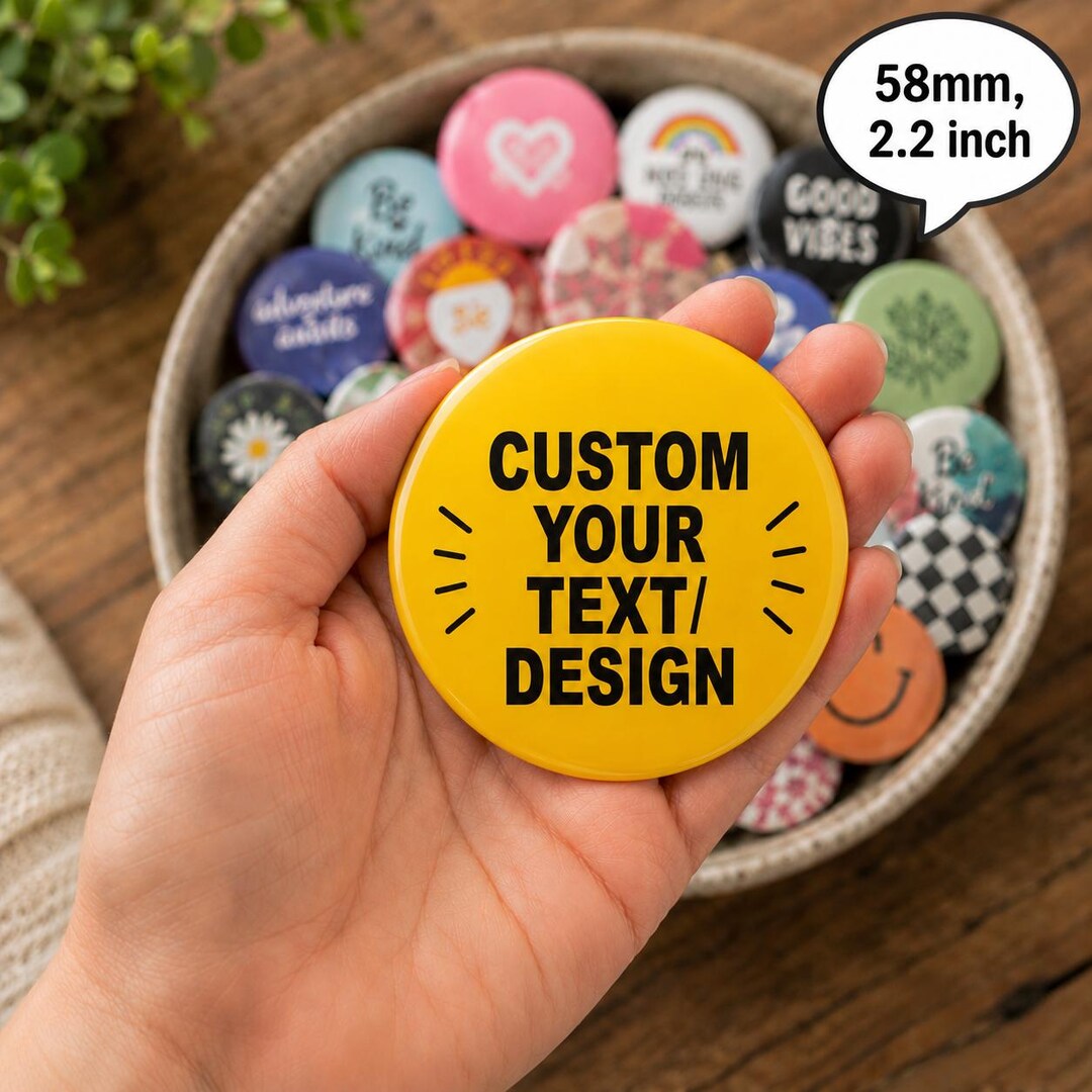 Custom 58mm Badge Personalised Pin Button | Design Your Own Badge With ...