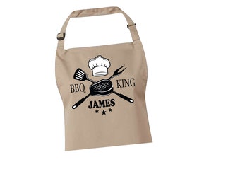 BBQ King Apron, Custom Barbeque Apron, Personalised Grill Apron for Men, Father's Day Apron, Gift For Him, Dad BBQ Apron 27