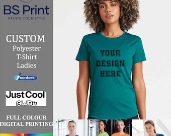 Custom Ladies Polyester Shirt, Neoteric™ Moister Wicking Gym Shirt, Ladies Poly Tshirt,Gym Top, Sports Shirt, Sportwear,Personalised Gym Tee