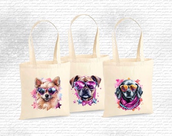Dog Tote Bag, Canvas Tote Bag, Glamorous Dog  Shoulder Bag, Dog Lover Gift, Dog Mum Bag, Dog Owner Gift, Canvas Shopping Bag