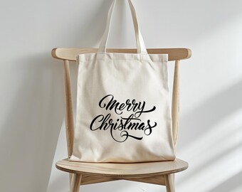 Merry Christmas Tote Bag, Christmas Gift Bag, Christmas Tote, Christmas Shopping Bag, Christmas Gift Tote Bag