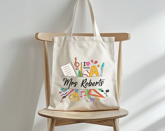 Bolsa de cosas para maestros, Bolsa de mano personalizada para maestros, Regalo para maestros, Regalo de enseñanza, Regalo de agradecimiento al maestro, Regreso a la escuela, Regalo escolar