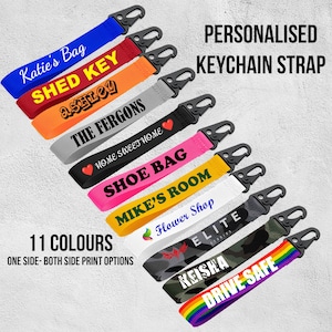 Custom Key Clips, Personalized Key Ring, Wristlet Keyring Key Fob, Lanyard, Wrist Keychain, Bag Tag with Metal Clasp, Branded Merchandise