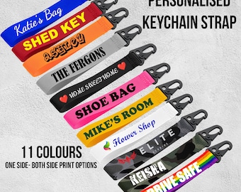 Custom Key Clips, Personalized Key Ring, Wristlet Keyring Key Fob, Lanyard, Wrist Keychain, Bag Tag with Metal Clasp, Branded Merchandise