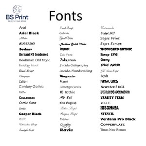 Puede incluir: Una lista de fuentes en texto negro sobre fondo blanco. Las fuentes est&aacute;n organizadas en dos columnas. El t&iacute;tulo "Fonts" est&aacute; en la parte superior de la lista.