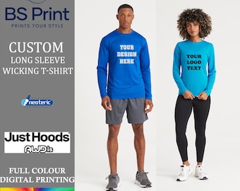 Custom Long Sleeve Polyester Shirt, Neoteric™ Moister Wicking Gym Shirt, Long Sleeve Poly Tshirt,Gym Top, Sports Shirt, Personalised Gym Tee